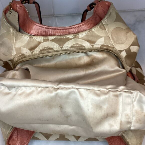 Coach Maggie Madison TanOrange OpArt Classic Hobo - Picture 14 of 16